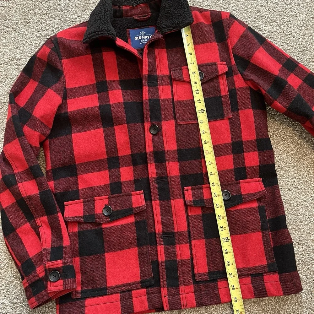 Old Navy Men's M Buffalo Plaid  Jacket‎ Sherpa Lined Chore Utility Wool Blend